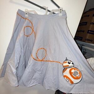 Star Wars Light Gray Skater Skirt with Orange BB-8 Motif